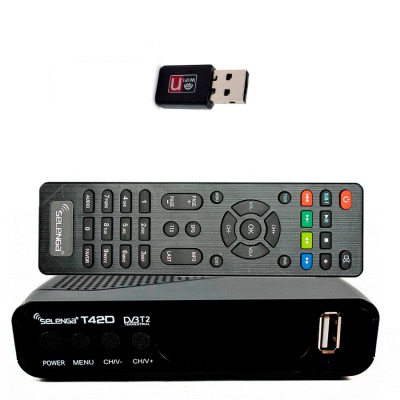 Эфирная DVB T2/C приставка Селенга Т42D с WI FI адаптером - вид 1 миниатюра