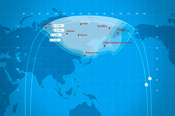 Карта покрытия Экспресс AТ 2 для НТВ+Дальний Восток