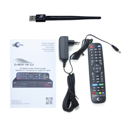 4K комбо DVB S/S2/T2/C ресивер UCLAN D-BOX 4K CI+ COMBO c Wi Fi адаптером - вид 11 миниатюра