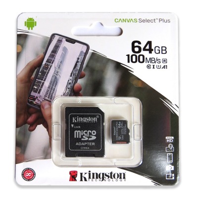Карта памяти micro SDXC 64Gb Kingston Canvas Select Plus (100 Mb/s)