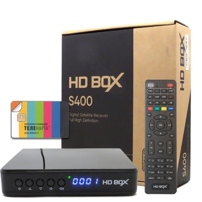 Комплект Телекарта с ресивером HD BOX S400 и картой Телекарта (Irdeto). 3 года пакет Лидер
