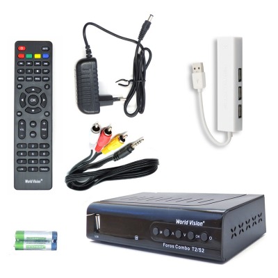 DVB S2/T2/C ресивер World Vision Foros Combo, USB to LAN адаптер, HDMI кабель в комплекте - вид 15 миниатюра